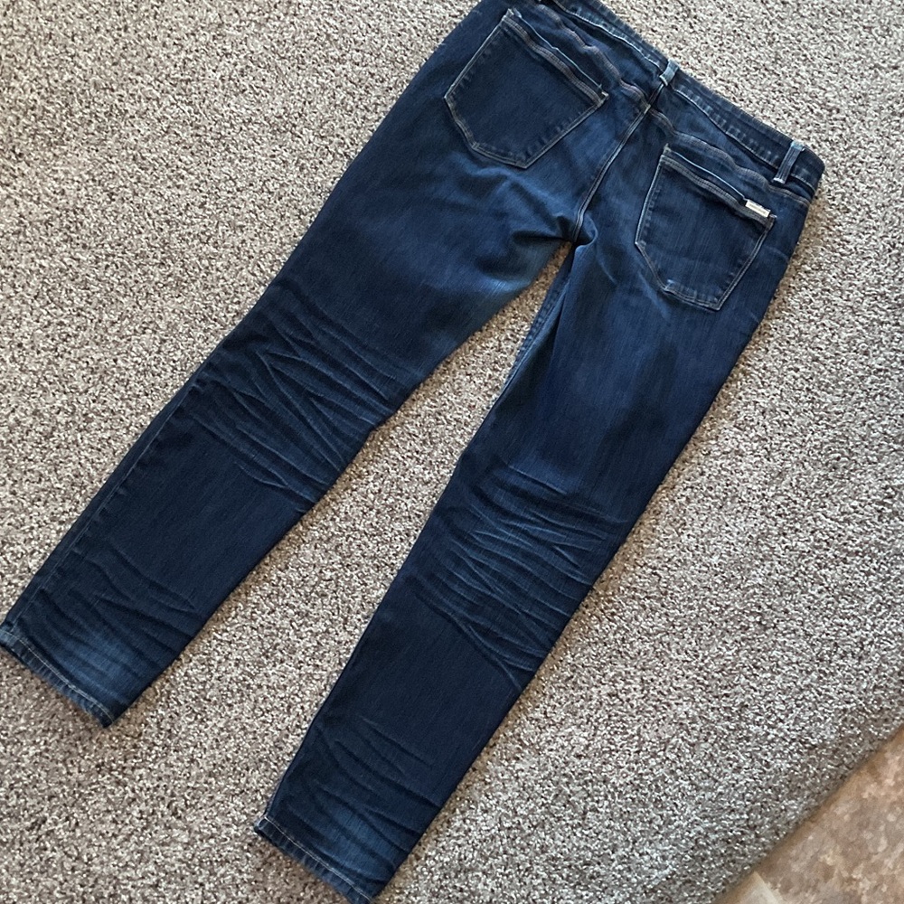 White House Black Market Dark Blue Distressed Skinny Jeans - Picture 6 of 7